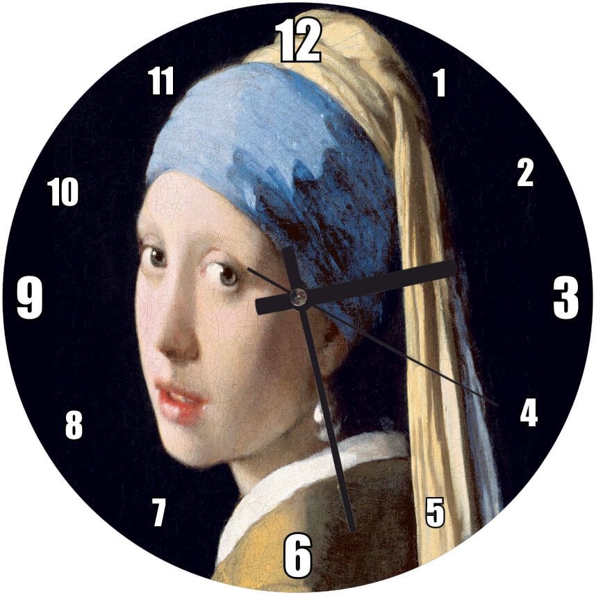 İnci Küpeli Kız Yağlıboya Resim Mdf Ahşap Duvar Saati