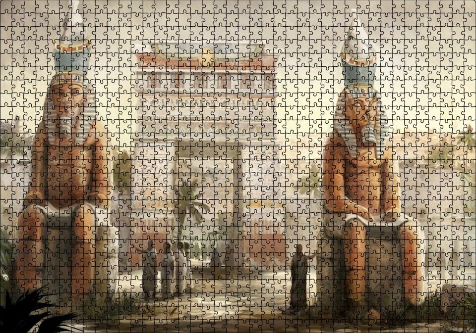 Antik Mısır Zafer Takı ve Sfenksler Puzzle Yapboz MDF Ahşap 1000 Parça 49 cm X 68 cm