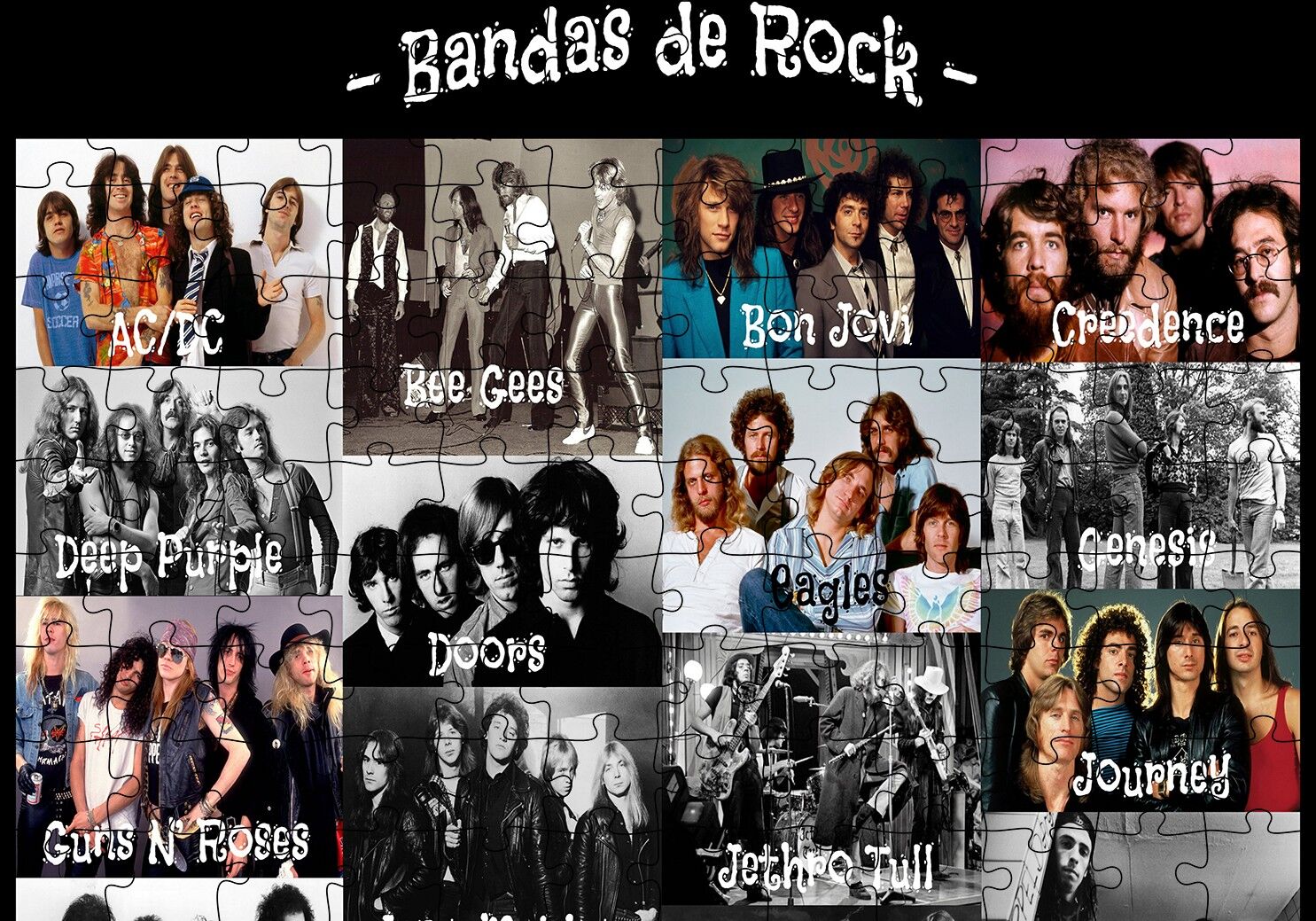 Rock Grupları Puzzle Yapboz MDF Ahşap 120 Parça 24 cm X 34 cm