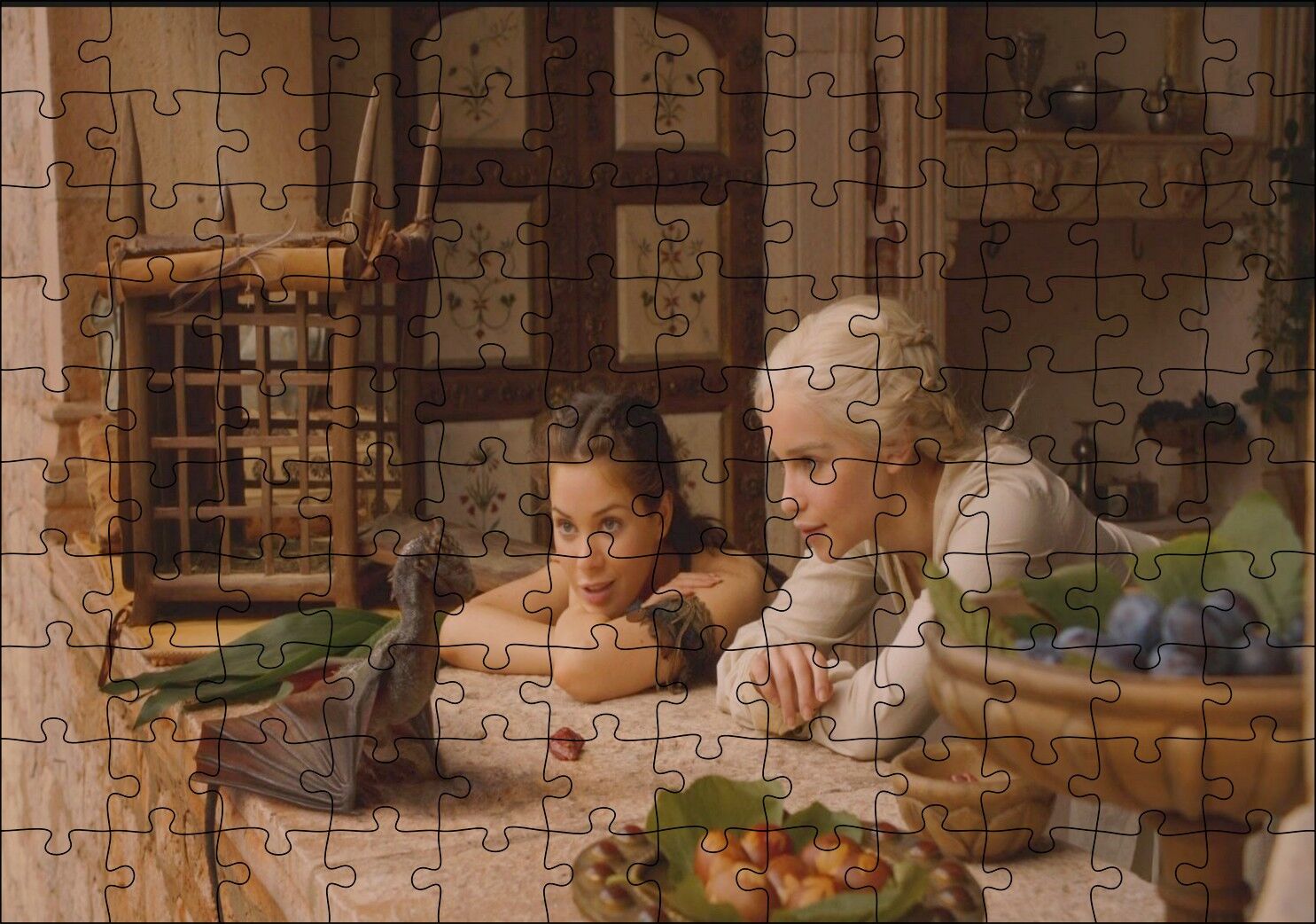 Game of Thrones Yavru Ejderhalar Puzzle Yapboz MDF Ahşap 120 Parça 24 cm X 34 cm