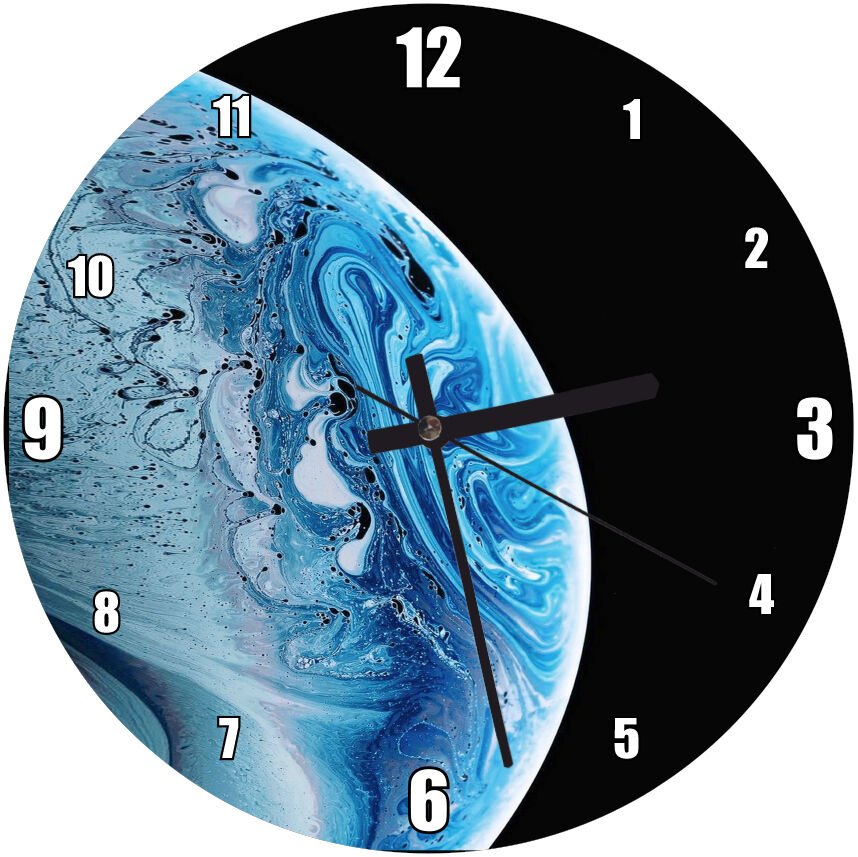 Mavi Figür Soyut Resim Görseli Mdf Ahşap Duvar Saati