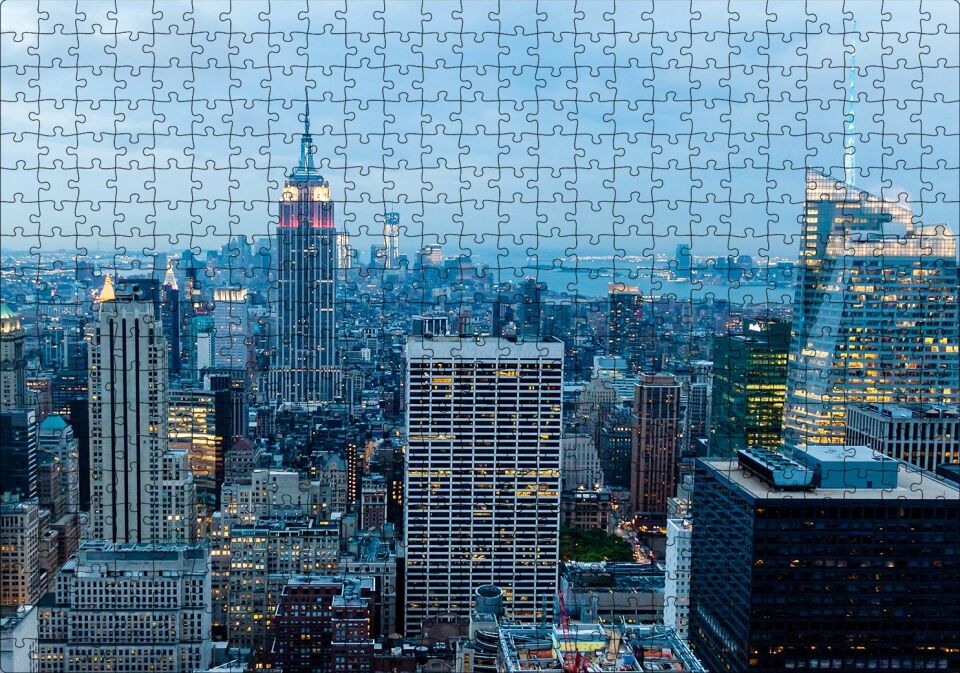 New York Havalı Binalar Puzzle Yapboz MDF Ahşap 500 Parça 49 cm X 68 cm