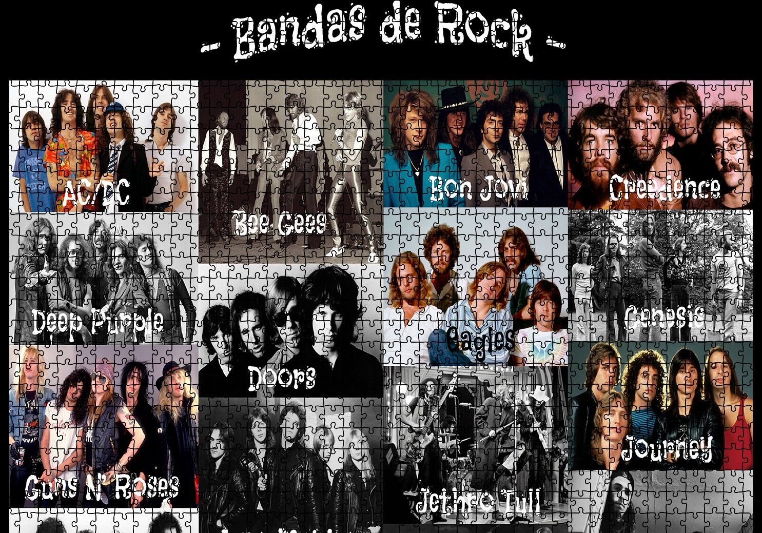 Rock Grupları Puzzle Yapboz MDF Ahşap 1000 Parça 49 cm X 68 cm