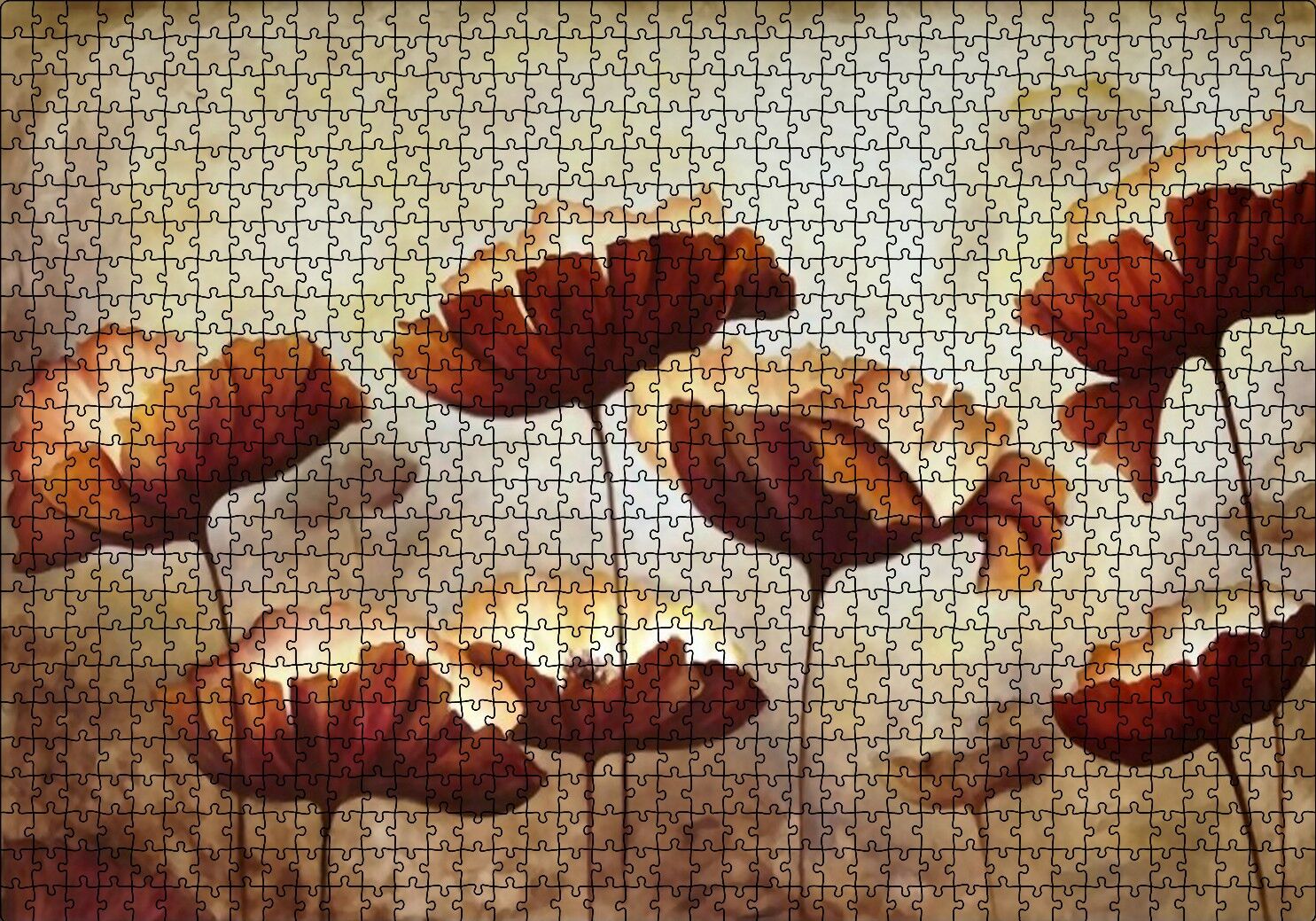 Yağlı Boya Çalışması Gelincik Tarlası Görseli Puzzle Yapboz MDF Ahşap 1000 Parça 49 cm X 68 cm