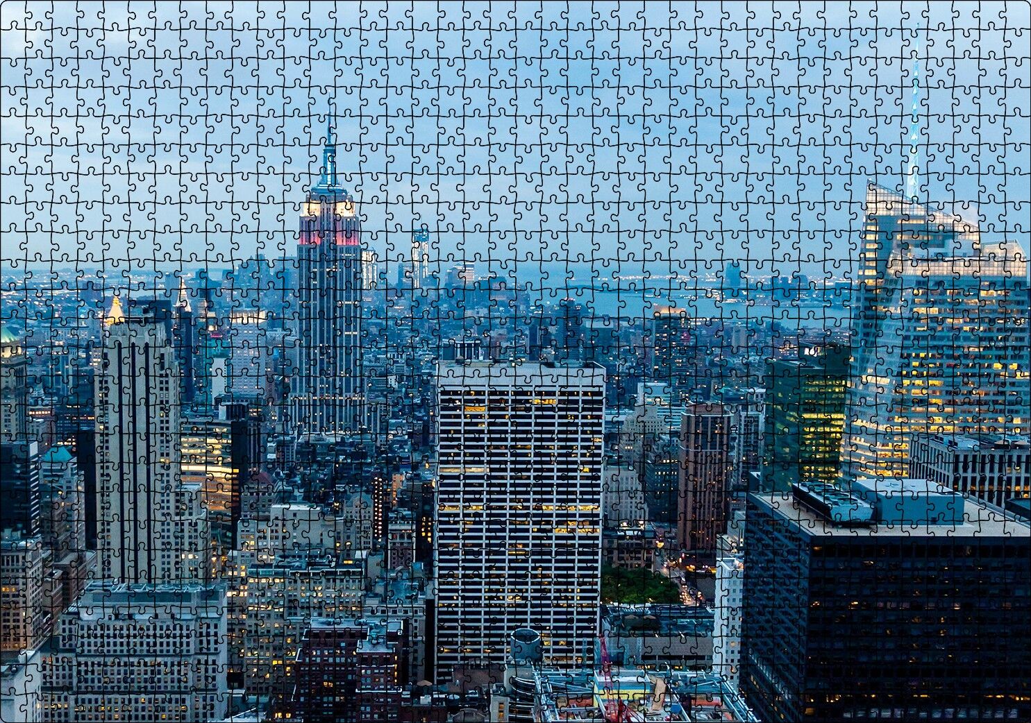 New York Havalı Binalar Puzzle Yapboz MDF Ahşap 1000 Parça 49 cm X 68 cm