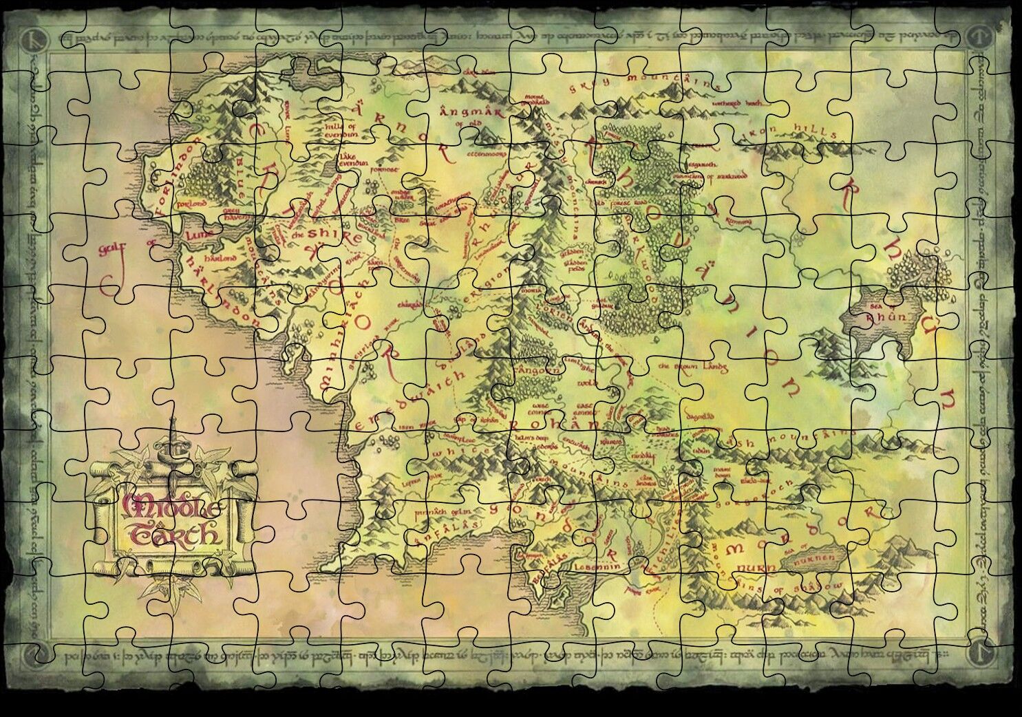 Yeşil Renk Mordur Orta Düya Haritası Görseli Puzzle Yapboz MDF Ahşap 120 Parça 24 cm X 34 cm