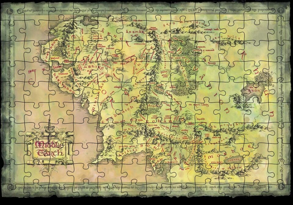 Yeşil Renk Mordur Orta Düya Haritası Görseli Puzzle Yapboz MDF Ahşap 120 Parça 24 cm X 34 cm