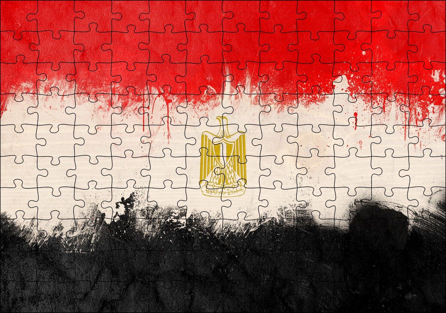 Mısır Bayrağı Yağlıboya Modifiye Versiyon Puzzle Yapboz MDF Ahşap