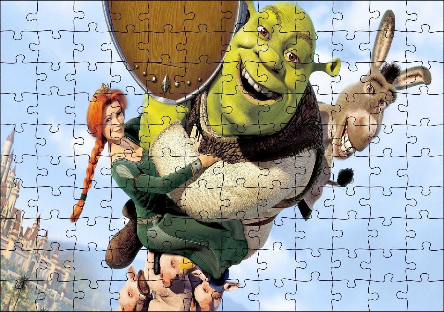 Shrek, Shrek 2, H Puzzle Yapboz MDF Ahşap 120 Parça 24 cm X 34 cm