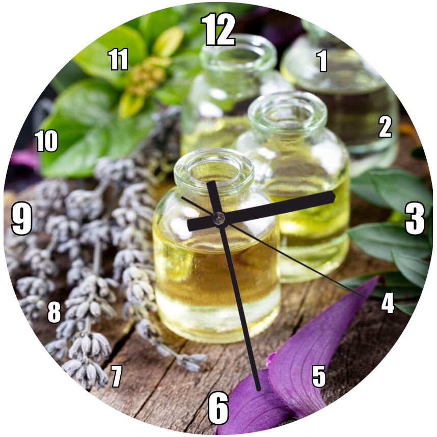 Lavanta Parfüm Çiçekler Görseli Mdf Ahşap Duvar Saati