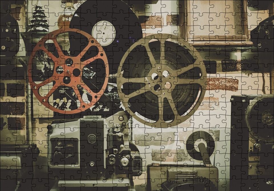 Film Makinesi Puzzle Yapboz MDF Ahşap 255 Parça 34 cm X 49 cm