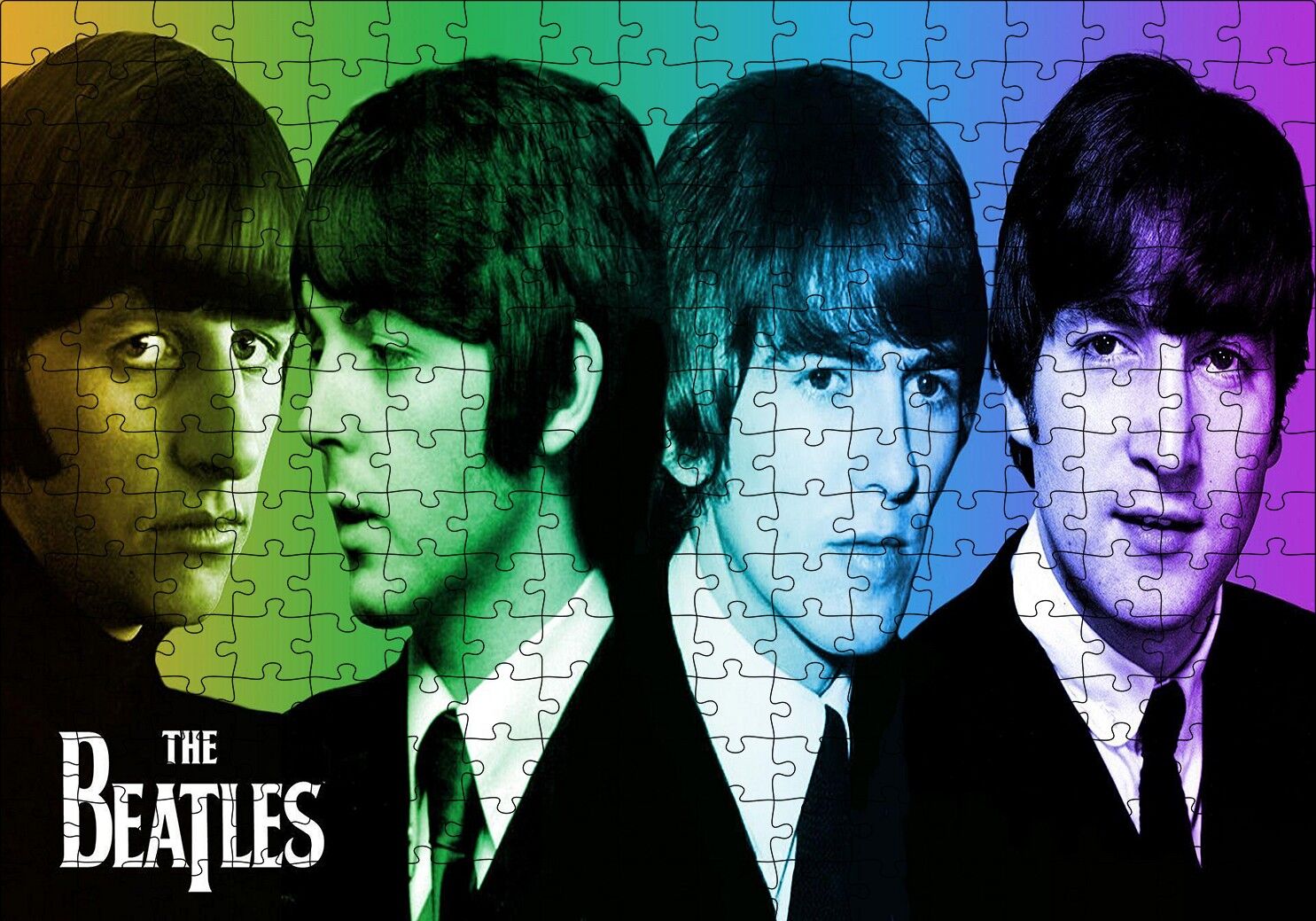 The Beatles Renk Geçişli Portre Puzzle Yapboz MDF Ahşap 255 Parça 34 cm X 49 cm