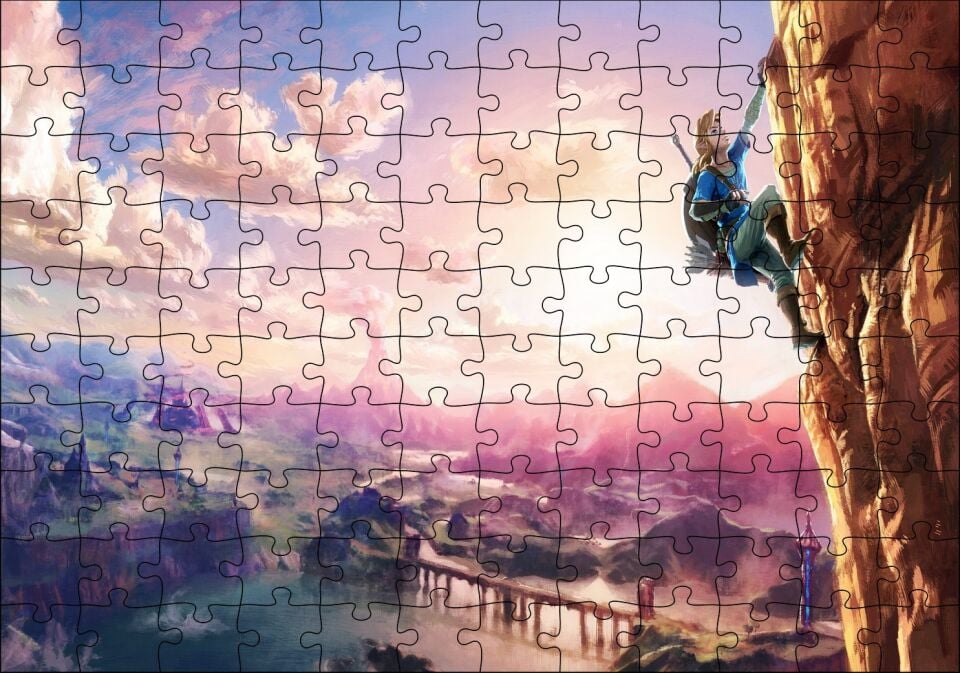 Zeldanın Vahşi Nefesi Efsanesi Çizgi Film Görseli Puzzle Yapboz MDF Ahşap