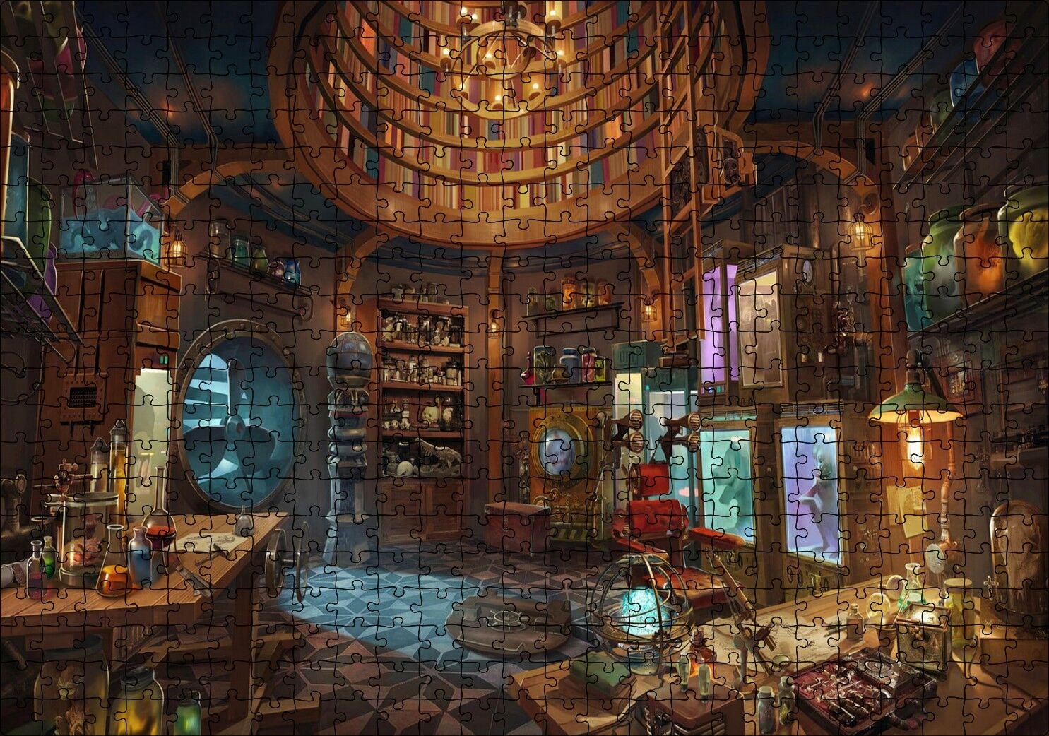 Geçmişteki Laburatuvar Sanat Görseli Puzzle Yapboz MDF Ahşap 500 Parça 49 cm X 68 cm