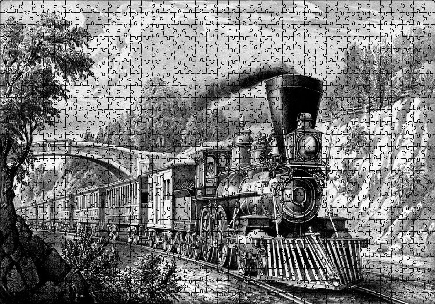 Nostaljik Kömürlü Tiren Görseli Puzzle Yapboz MDF Ahşap 1000 Parça 49 cm X 68 cm