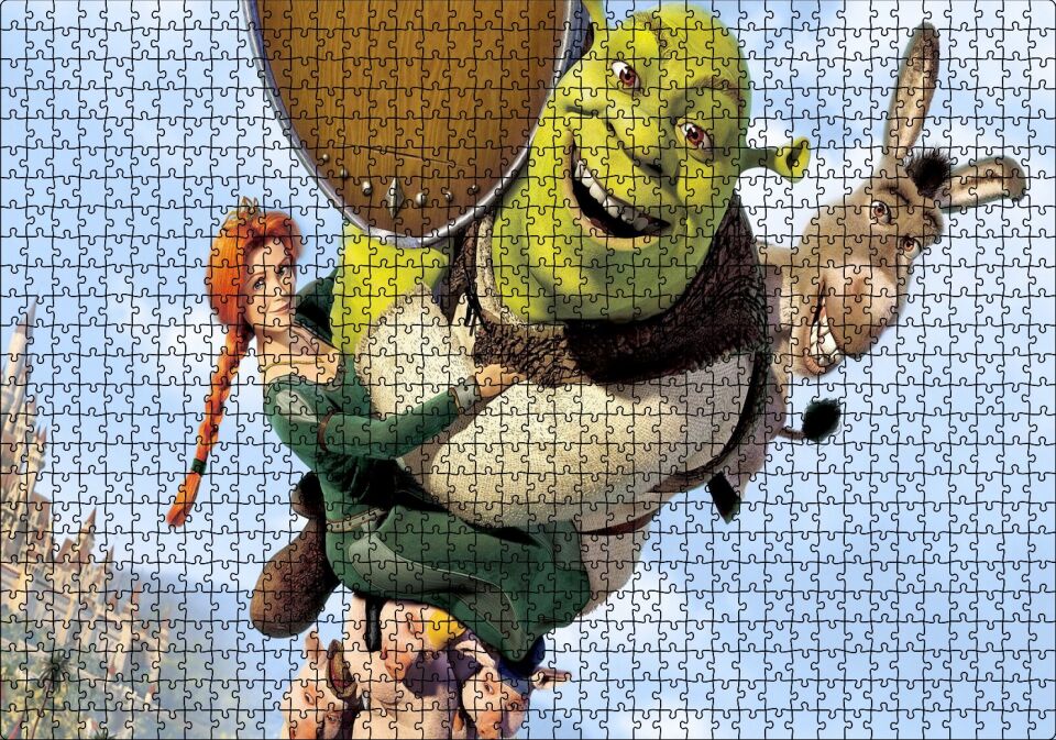 Shrek, Shrek 2, H Puzzle Yapboz MDF Ahşap 1000 Parça 49 cm X 68 cm