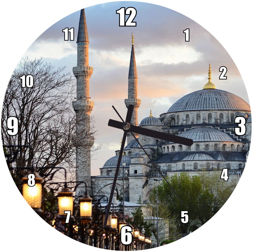 Süleymaniye Camii  Mdf Ahşap Duvar Saati 50 cm Çap