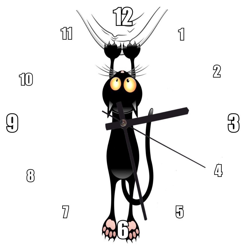 Tırmalayan Asılı Siyah Kedi Görseli Mdf Ahşap Duvar Saati