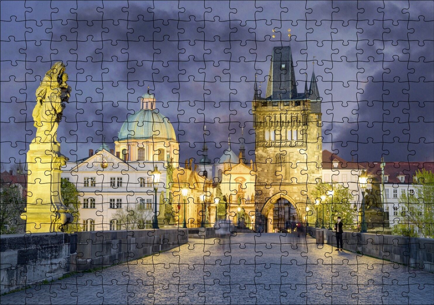 Çekya Prag Karl Köprüsü Puzzle Yapboz MDF Ahşap 255 Parça 34 cm X 49 cm