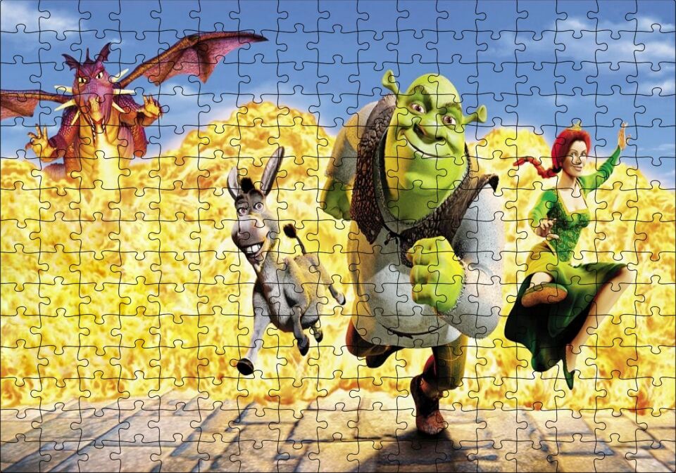 Shrek, Shrek Ekstra Büyük Puzzle Yapboz MDF Ahşap 255 Parça 34 cm X 49 cm