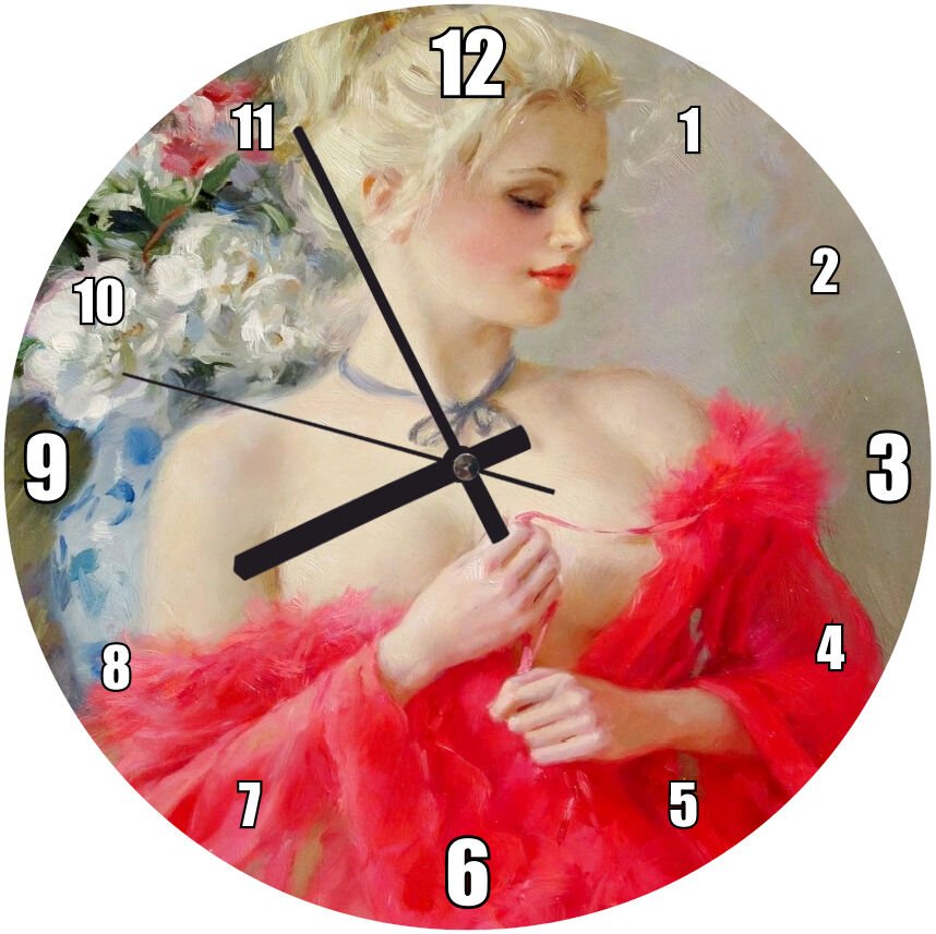 Yağlı Boya Resmi Bandanalı Kadın Portresi Görseli Mdf Ahşap Duvar Saati