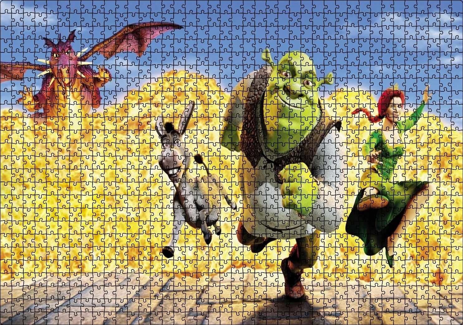 Shrek, Shrek Ekstra Büyük Puzzle Yapboz MDF Ahşap 1000 Parça 49 cm X 68 cm