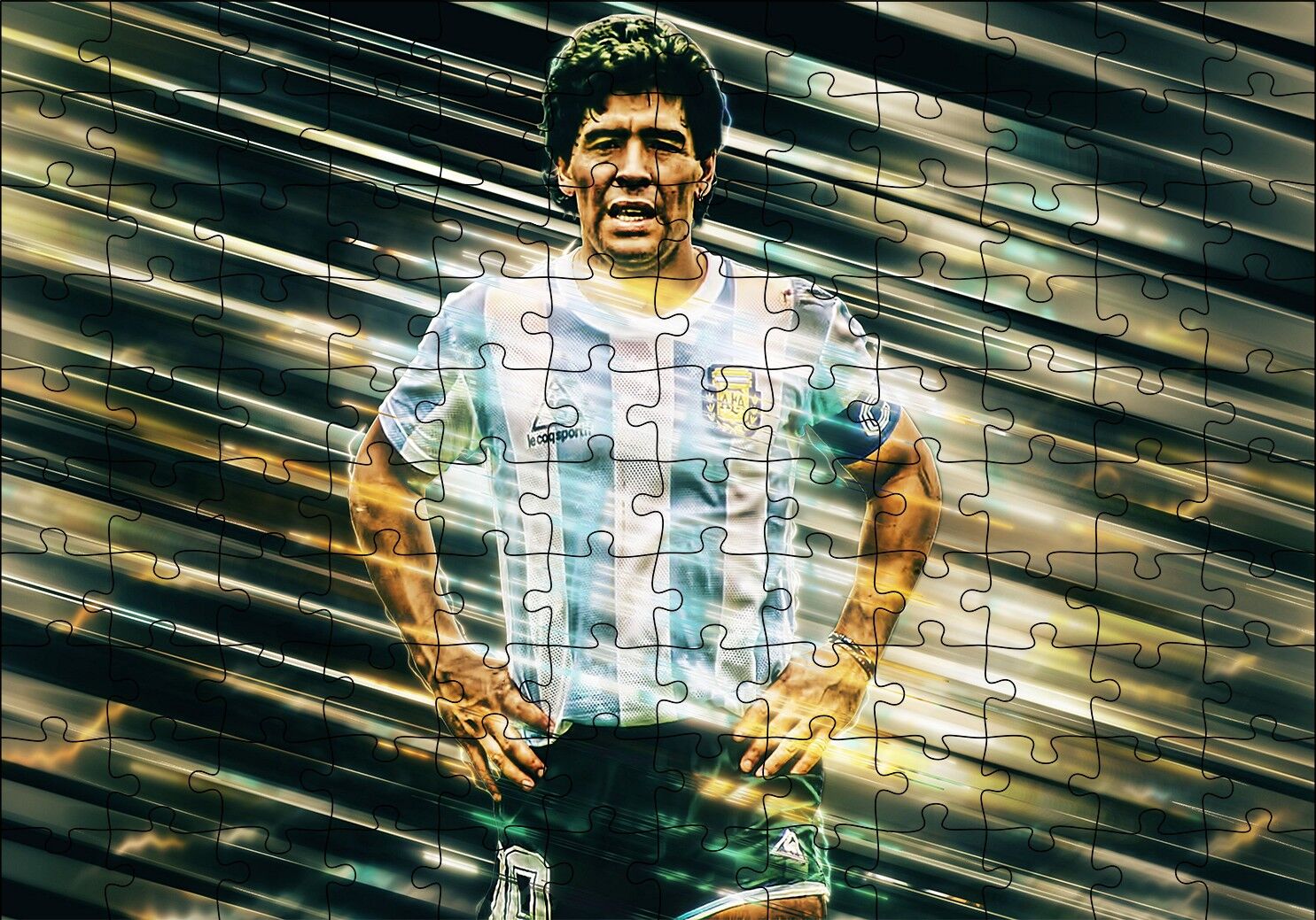 Diego Maradona Arjantin Fırtınası Puzzle Yapboz MDF Ahşap 120 Parça 24 cm X 34 cm