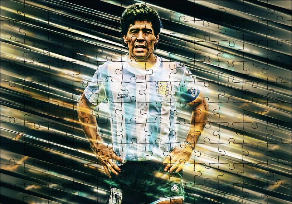 Diego Maradona Arjantin Fırtınası Puzzle Yapboz MDF Ahşap 120 Parça 24 cm X 34 cm