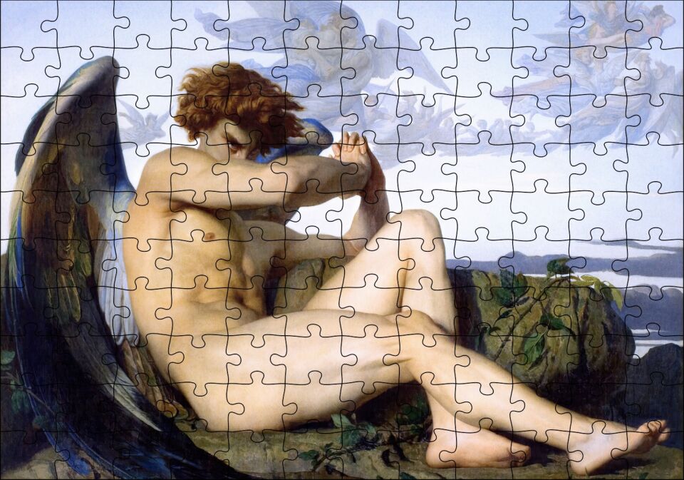 Gökten Düşmüş Melek Alexandre Cabanel Sanat Görseli Puzzle Yapboz MDF Ahşap 120 Parça 24 cm X 34 cm