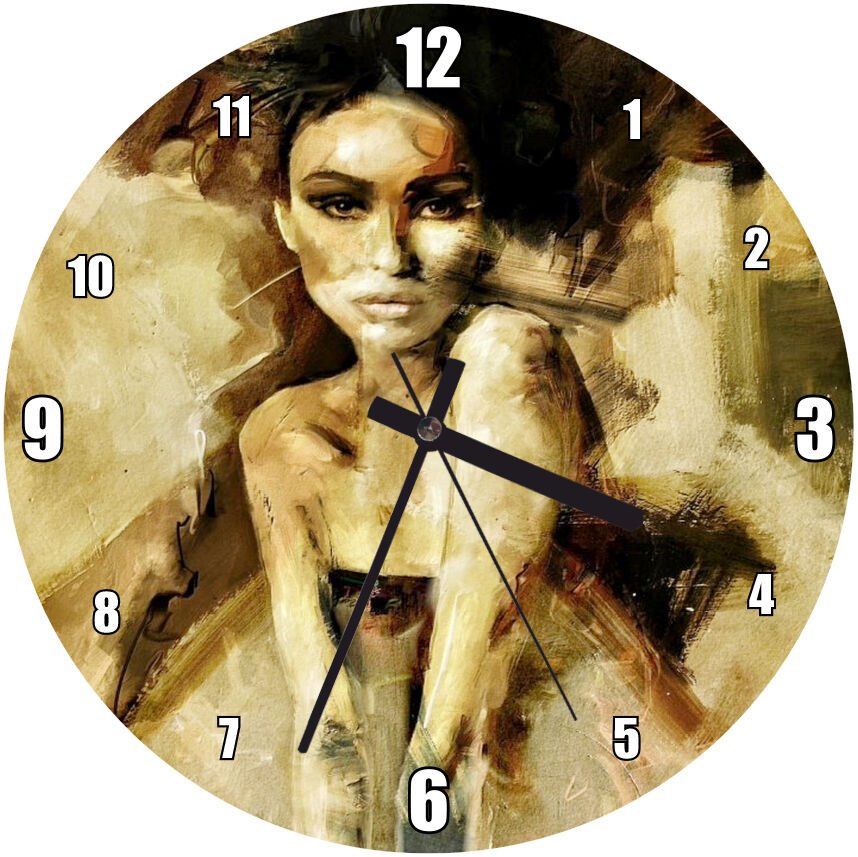 Yağlı Boya Resmi Siyah Beyaz Hayal Ve Kadın Görseli Mdf Ahşap Duvar Saati