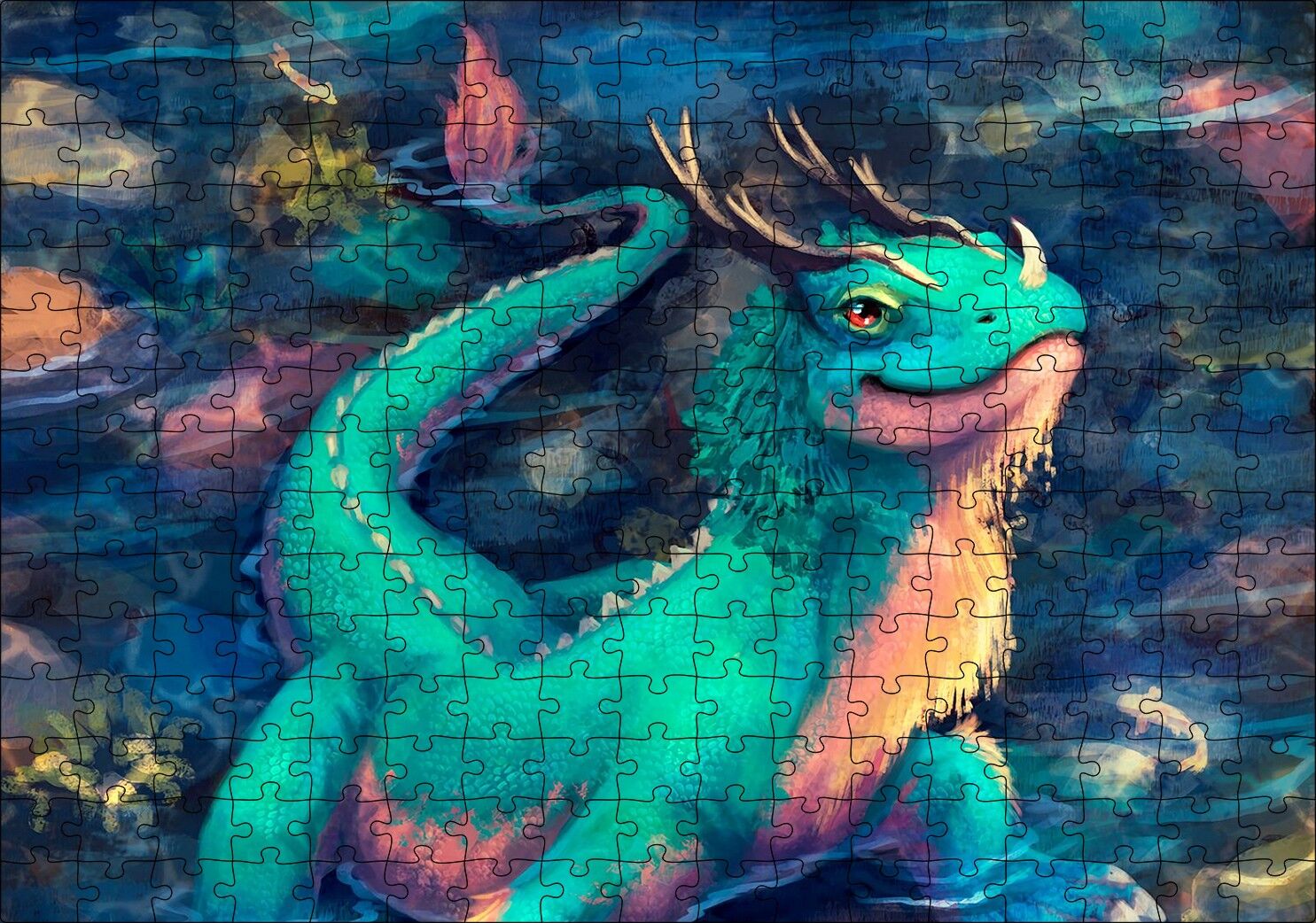 Ejderha Kertenkelesi Puzzle Yapboz MDF Ahşap 255 Parça 34 cm X 49 cm