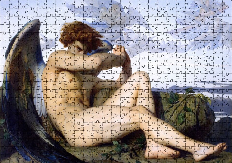 Gökten Düşmüş Melek Alexandre Cabanel Sanat Görseli Puzzle Yapboz MDF Ahşap 500 Parça 49 cm X 68 cm