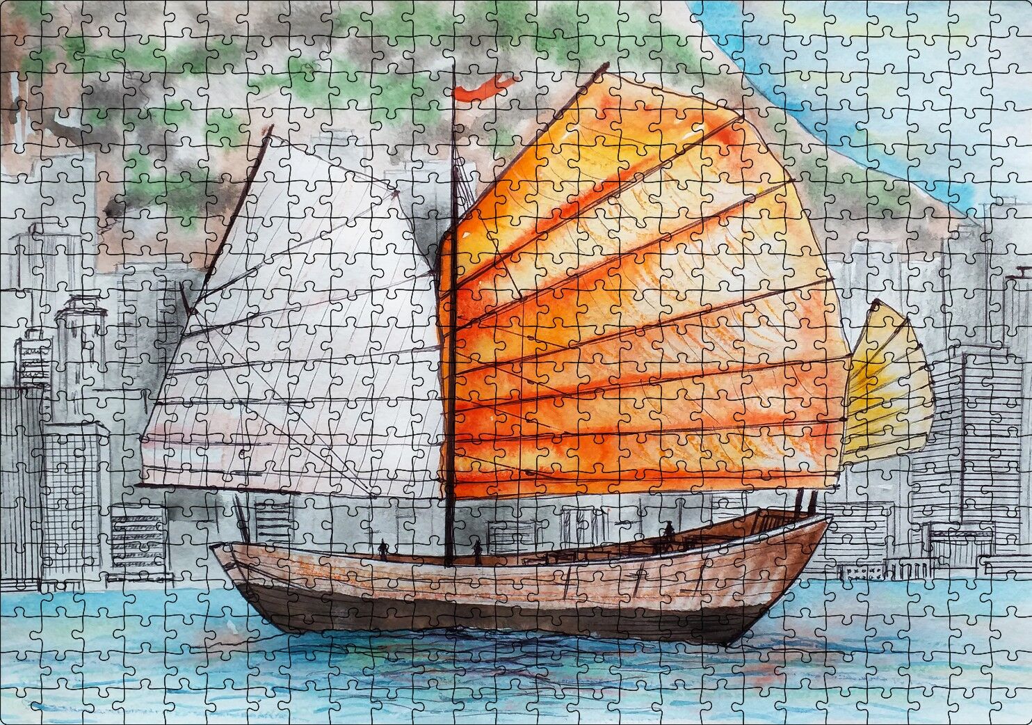 Çin Teknesi Sobalvarro Görseli Puzzle Yapboz MDF Ahşap 500 Parça 49 cm X 68 cm