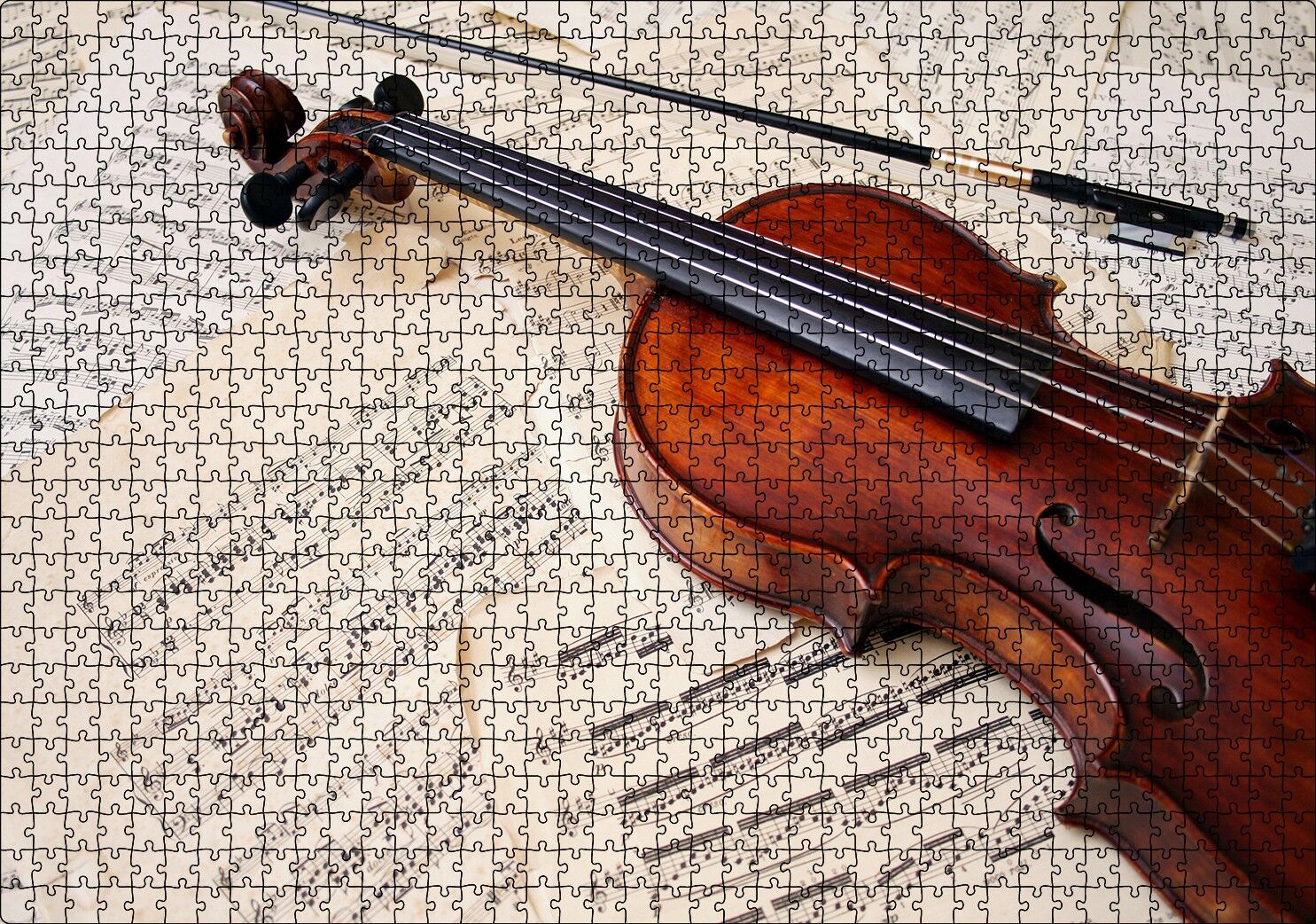 Keman Nota Çalışmaları Görseli Puzzle Yapboz MDF Ahşap 1000 Parça 49 cm X 68 cm