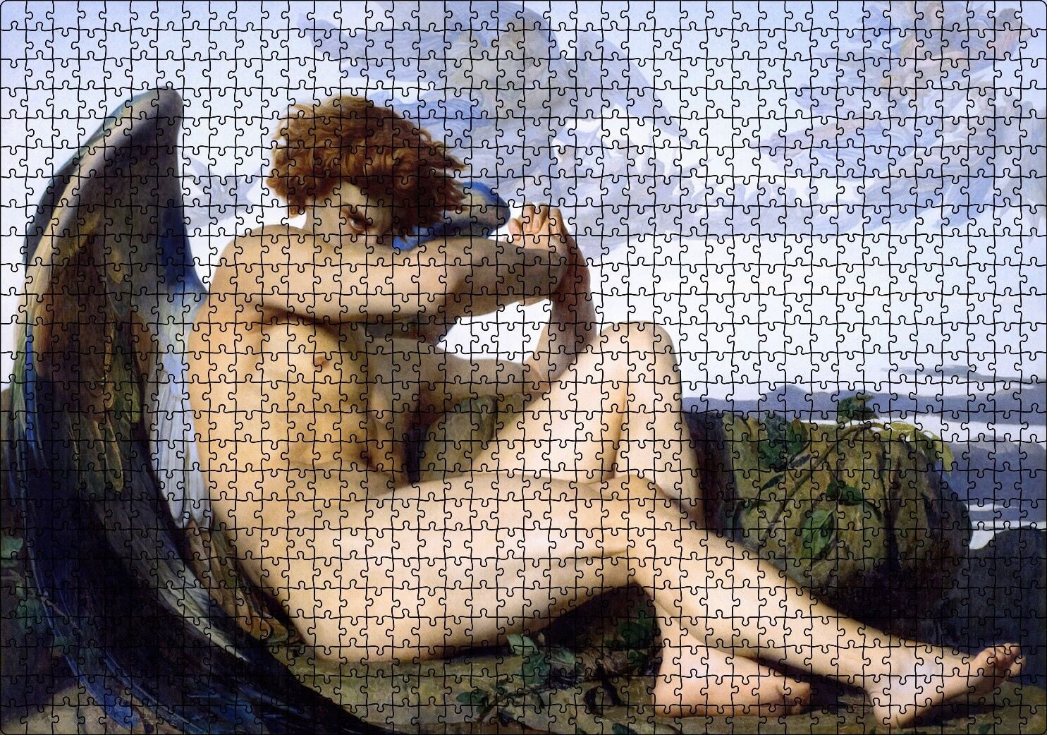 Gökten Düşmüş Melek Alexandre Cabanel Sanat Görseli Puzzle Yapboz MDF Ahşap 1000 Parça 49 cm X 68 cm