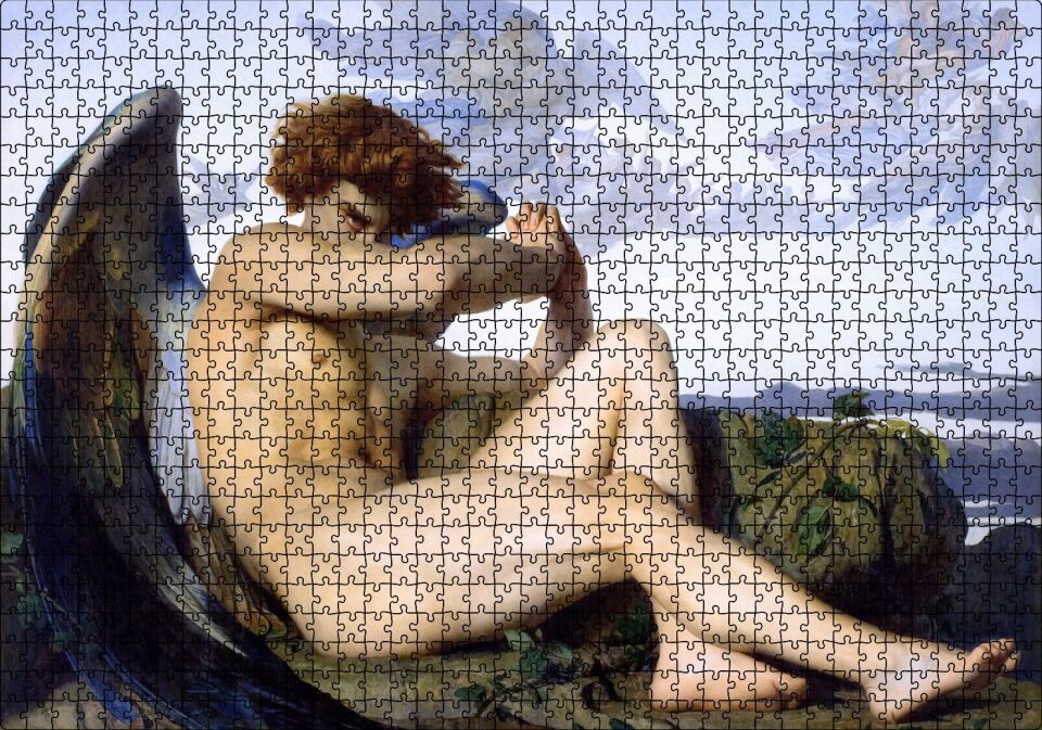 Gökten Düşmüş Melek Alexandre Cabanel Sanat Görseli Puzzle Yapboz MDF Ahşap 1000 Parça 49 cm X 68 cm
