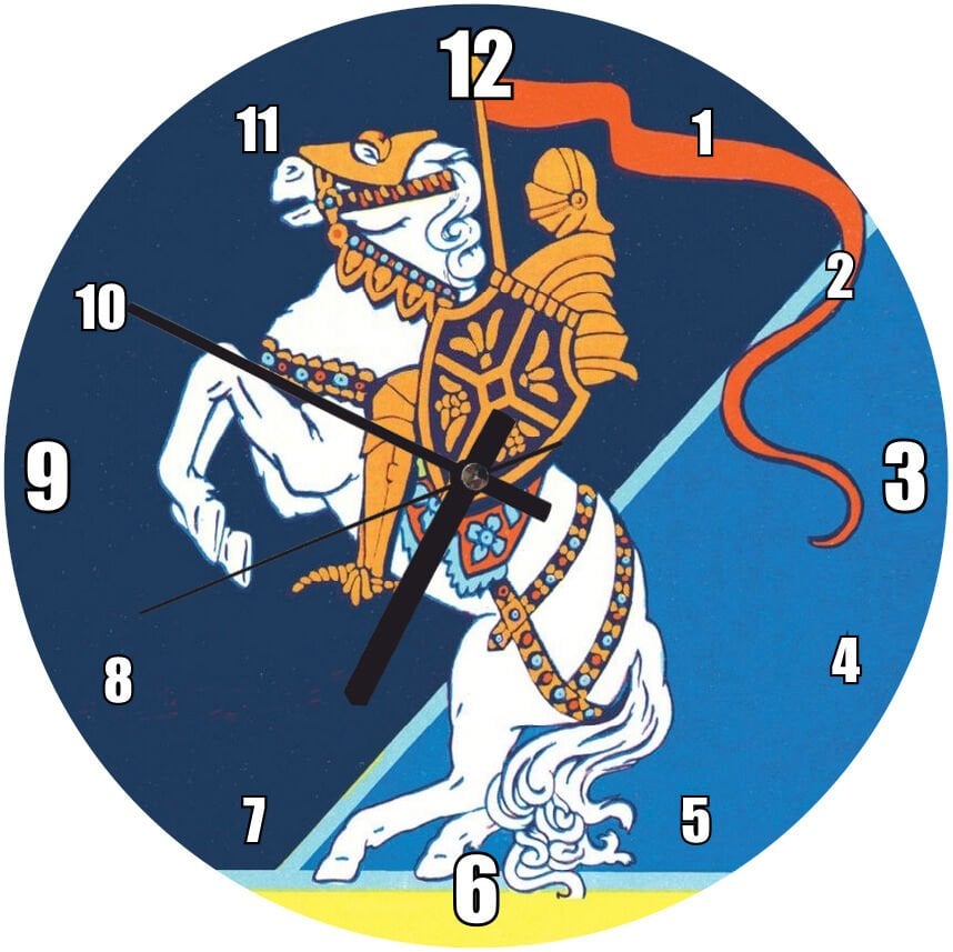 Beyaz Atlı Şövalye Mdf Ahşap Duvar Saati 50 cm Çap