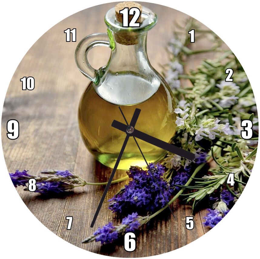 Lavanta Çiçekleri Şişede Lavanta  Görseli Mdf Ahşap Duvar Saati