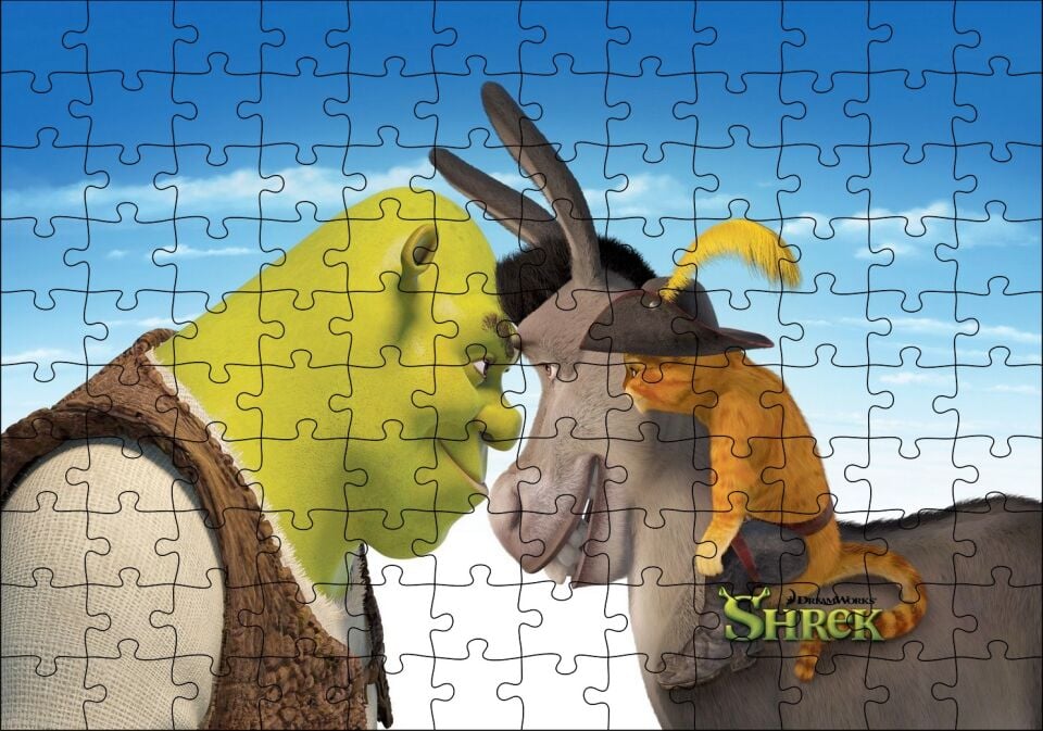 Shrek, Sonsuza Kadar Shrek, Eşek (Shrek), Puzzle Yapboz MDF Ahşap 120 Parça 24 cm X 34 cm