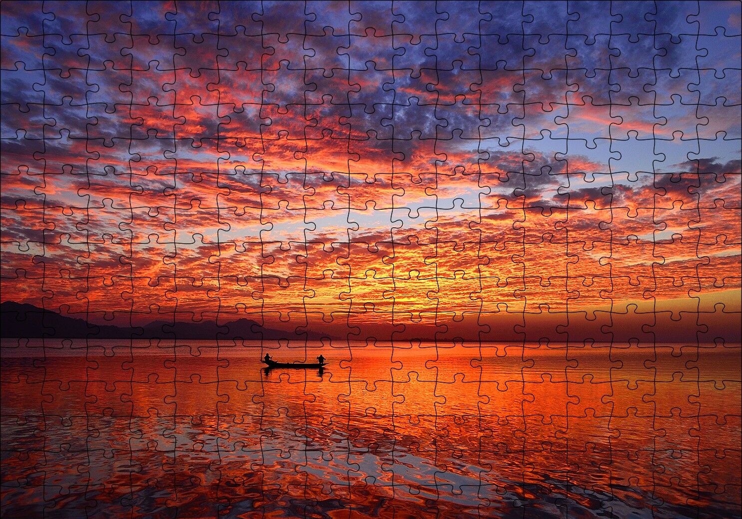 Okyanus Tekne Bulutlar ve Muhteşem Yansımaları Puzzle Yapboz MDF Ahşap 255 Parça 34 cm X 49 cm