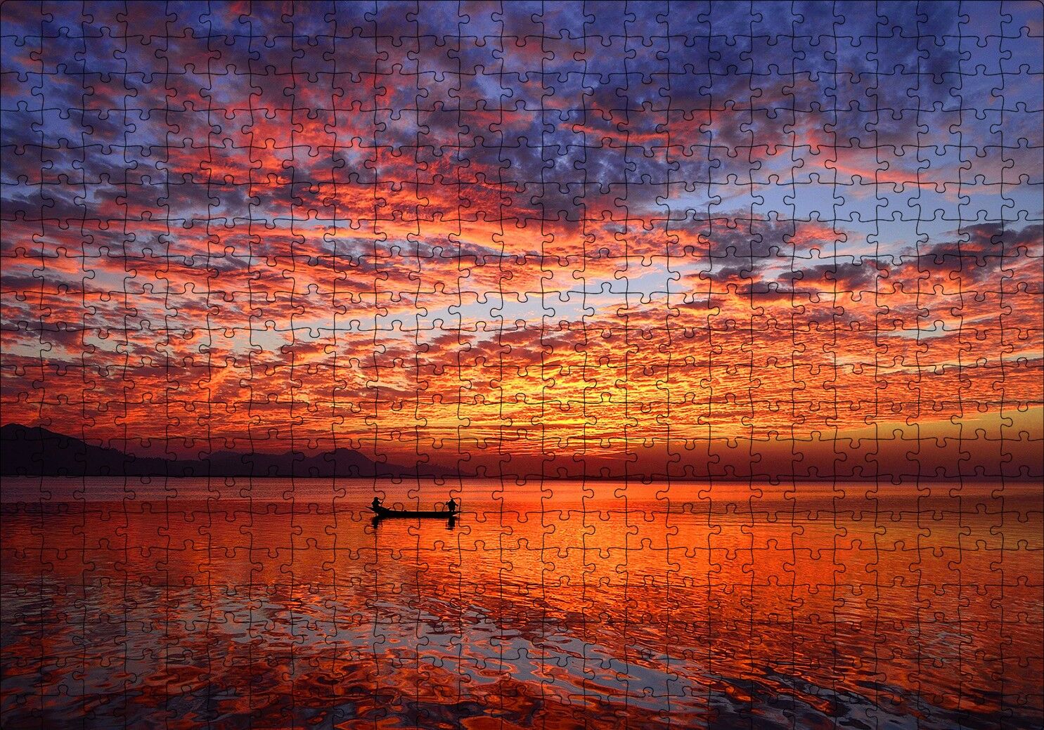 Okyanus Tekne Bulutlar ve Muhteşem Yansımaları Puzzle Yapboz MDF Ahşap 500 Parça 49 cm X 68 cm
