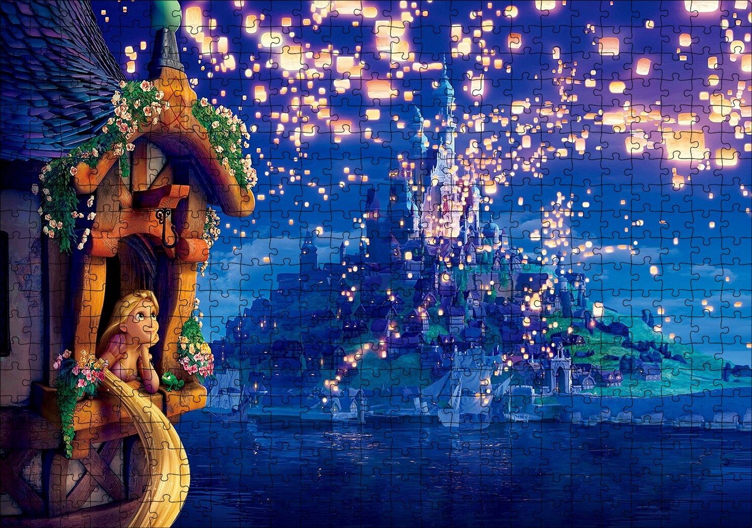 Rapunzel Masalı Ve Şato Puzzle Yapboz MDF Ahşap 500 Parça 49 cm X 68 cm