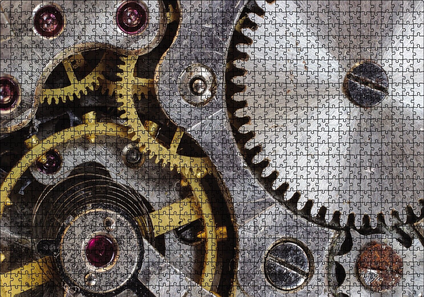 Eski Saat Çarkları Puzzle Yapboz MDF Ahşap 1000 Parça 49 cm X 68 cm