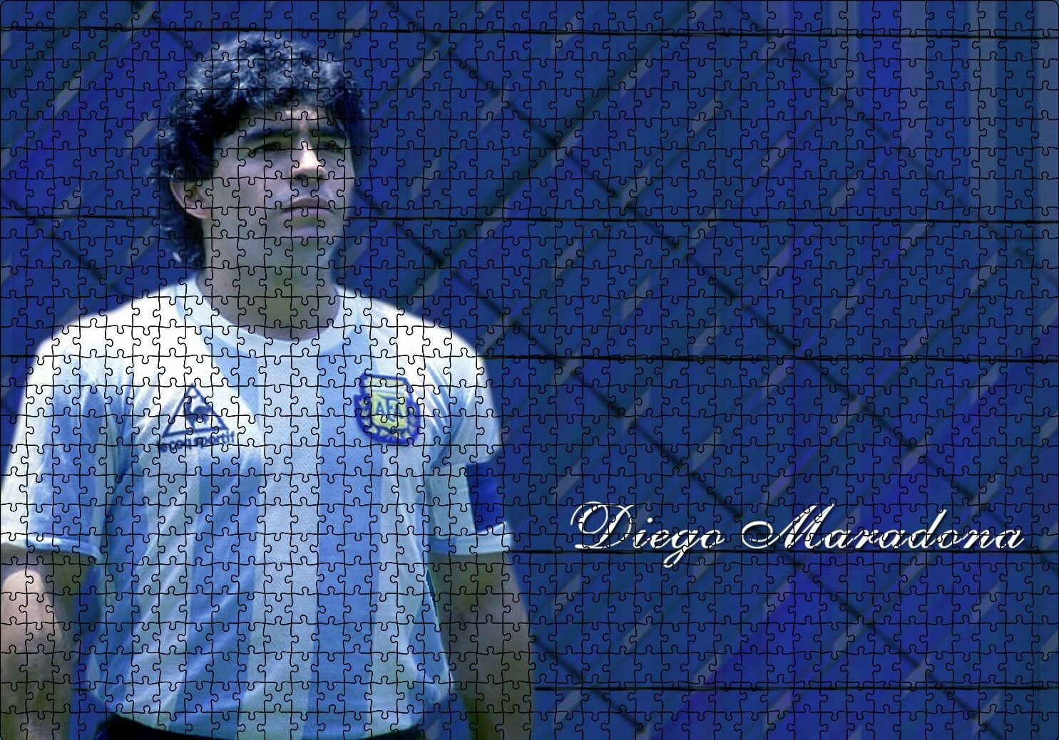 Diego Maradona Arjantin Milli Takımı Kaptanı Puzzle Yapboz MDF Ahşap 1000 Parça 49 cm X 68 cm