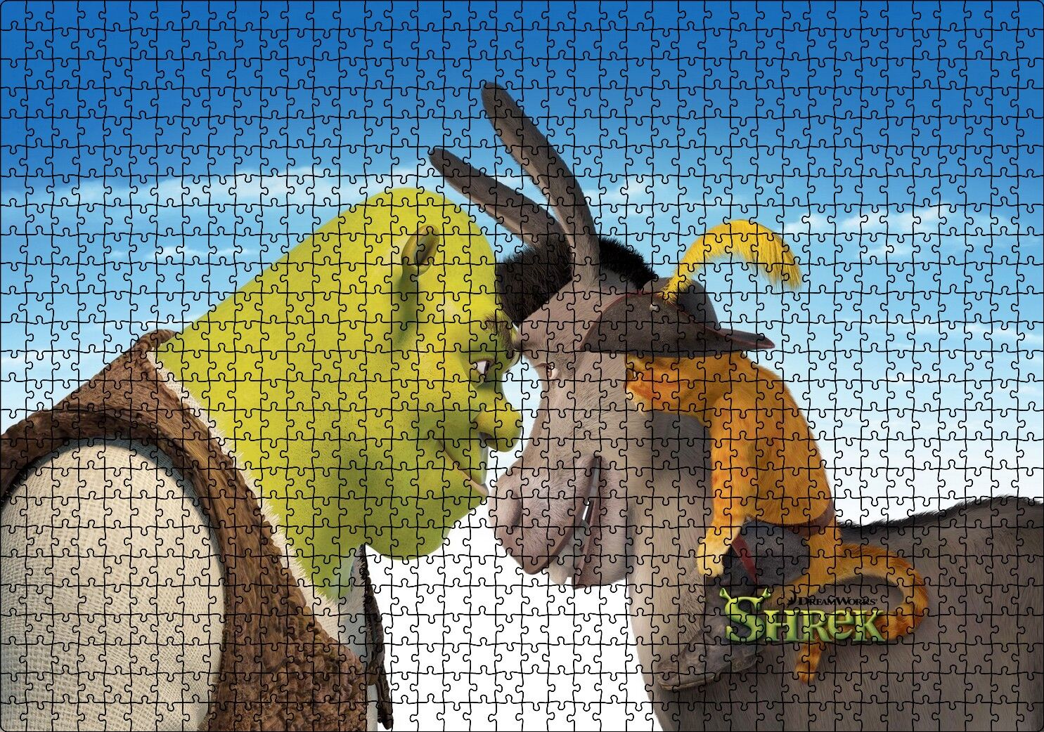Shrek, Sonsuza Kadar Shrek, Eşek (Shrek), Puzzle Yapboz MDF Ahşap 1000 Parça 49 cm X 68 cm