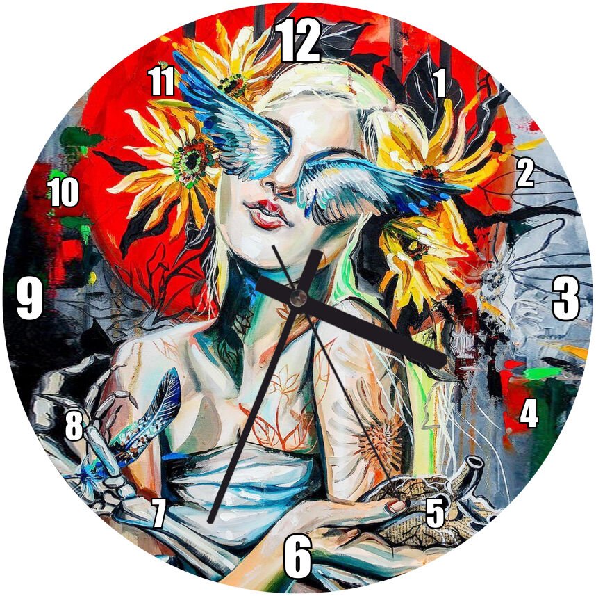 Zodyak Terazi Burcu Gerçeküstü Resim Sanatı Mdf Ahşap Duvar Saati