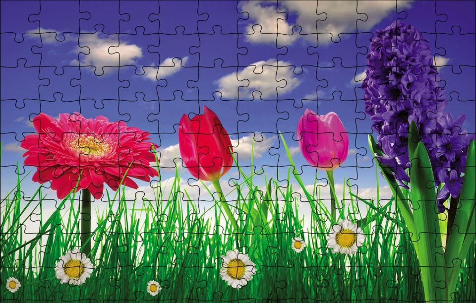 Bahar Çiçekleri Puzzle Yapboz MDF Ahşap