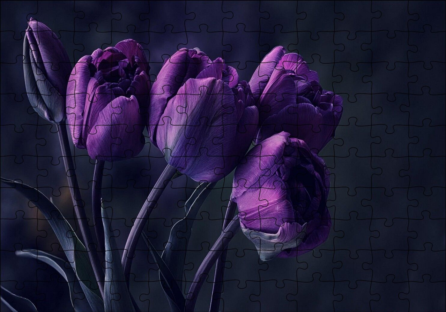 Mor Laleler Puzzle Yapboz MDF Ahşap 120 Parça 24 cm X 34 cm