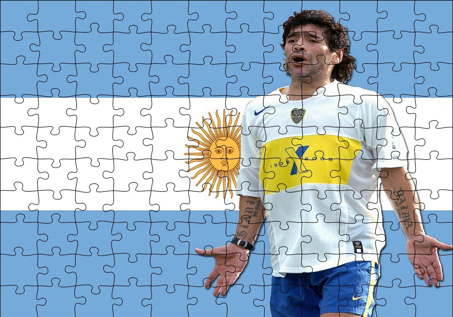 Diego Maradona Buka Junior Takımında Puzzle Yapboz MDF Ahşap 120 Parça 24 cm X 34 cm