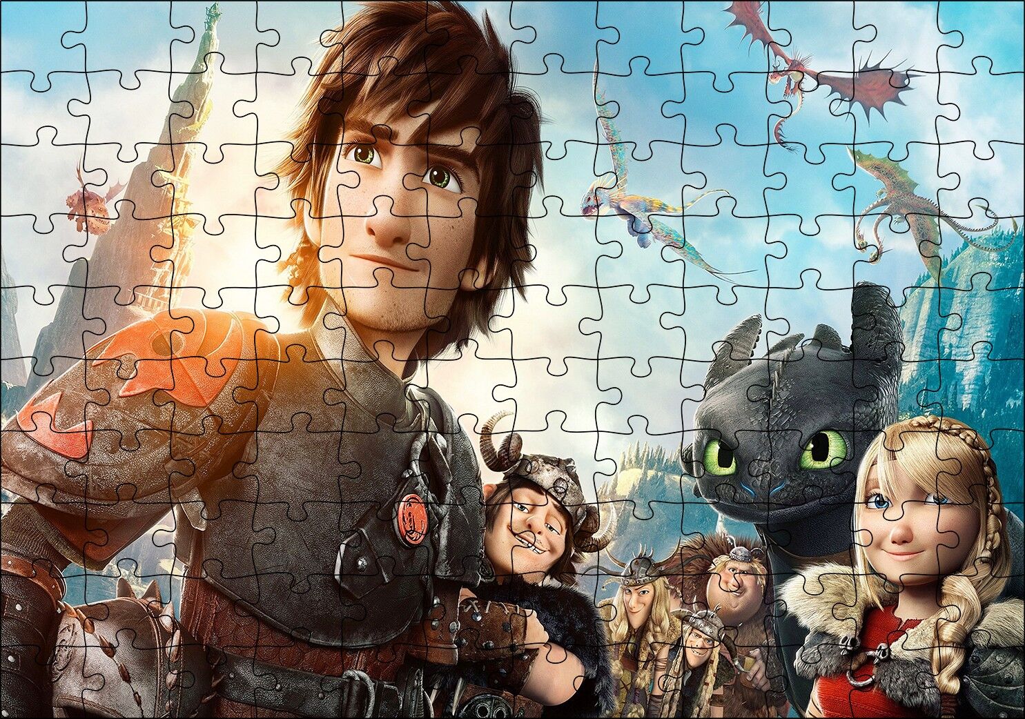 Ejderhanı Nasıl Eğitirsin 2 Tüm Karakterler Puzzle Yapboz MDF Ahşap 120 Parça 24 cm X 34 cm